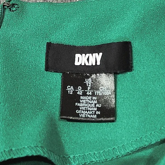 DKNY Sheath Dress 12 Women Green Ruched Sleeve Empire Waist Business Office - Picture 3 of 12
